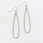 Fashion Silver Tone Long Teardrop Earrings