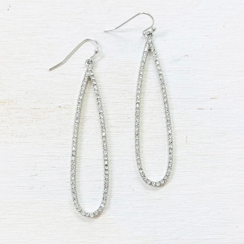 Fashion Silver Tone Long Teardrop Earrings