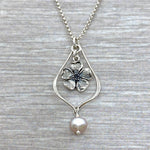 Sterling Silver Cherry Blossom with Freshwater Pearl Necklace