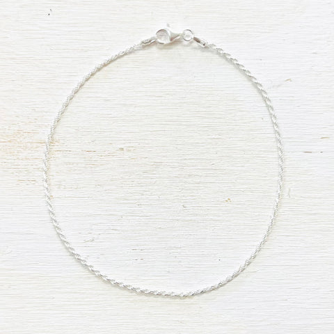 Sterling Silver Rope Chain Anklet