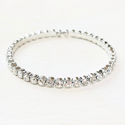 Fashion Silver Tone Rhinestone Flexible Bangle