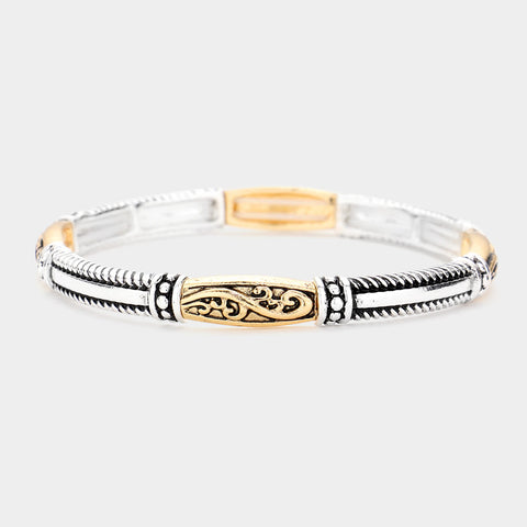 Fashion Two Tone Stretch Bracelet
