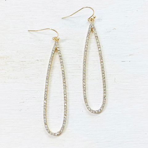 Fashion Gold Tone Long Teardrop Earrings