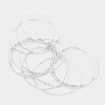 Fashion Silver Tone Rhinestone Stretch Bracelet Set of 12