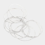 Fashion Silver Tone Rhinestone Stretch Bracelet Set of 12