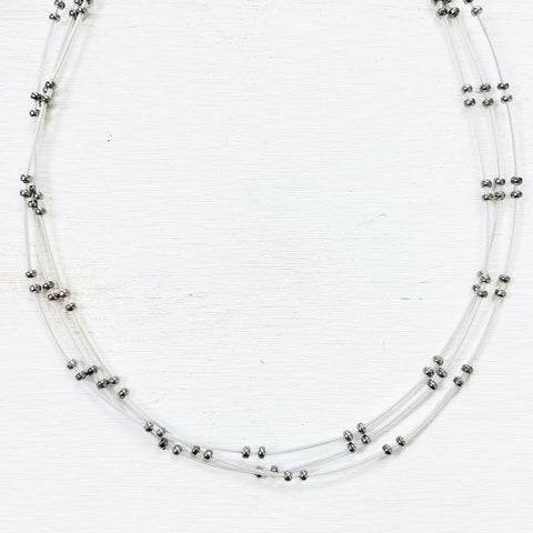 Fashion Silver Tone Layered Wire Necklace