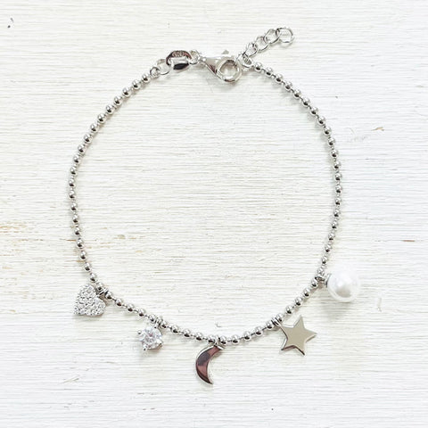 Sterling Silver Charm Ball Bracelet
