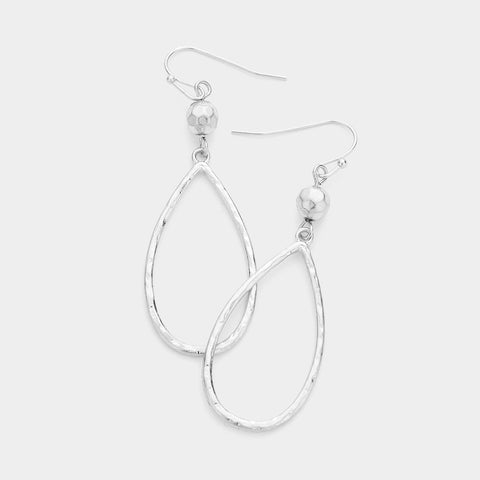 Fashion Silver Tone Teardrop Dangle Earrings