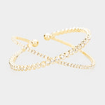 Fashion Gold Tone Criss-Cross Rhinestone Cuff