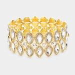 Fashion Gold Tone Rhinestone Stretch Bracelet