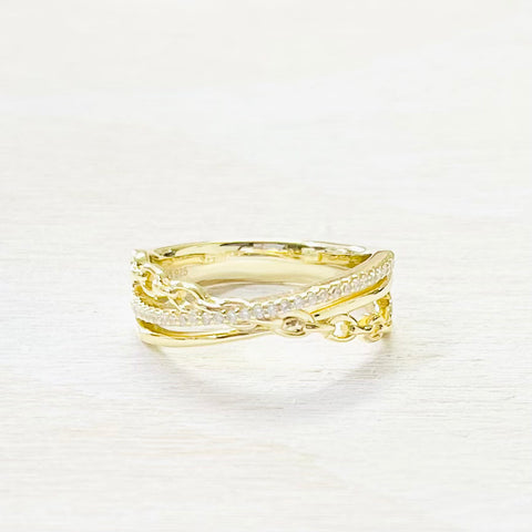 Sterling Silver Gold Plated CZ Ring
