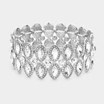 Fashion Silver Tone Rhinestone Stretch Bracelet