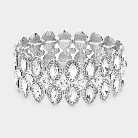 Fashion Silver Tone Rhinestone Stretch Bracelet
