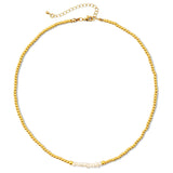 Gold Plated Beaded Pearl Necklace