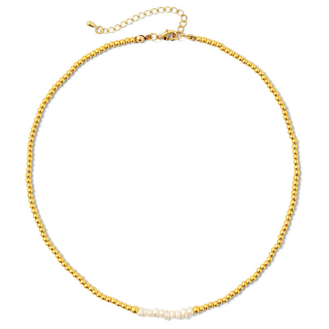 Gold Plated Beaded Pearl Necklace
