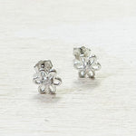 Sterling Silver CZ Flower Studs