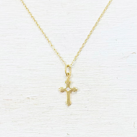 Sterling Silver Gold Plated Cross Necklace