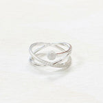 Sterling Silver CZ Criss Cross Ring