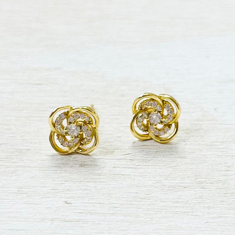 Sterling Silver Gold Plated CZ Studs
