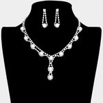 Fashion Silver Tone Rhinestone Pearl Necklace Set