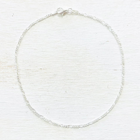 Sterling Silver Figaro Anklet