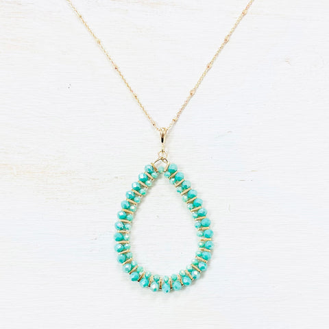 Fashion Turquoise Teardrop Long Necklace