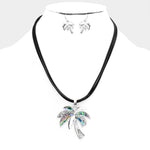 Fashion Abalone Palm Tree Cord Necklace Set