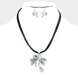Fashion Abalone Palm Tree Cord Necklace Set