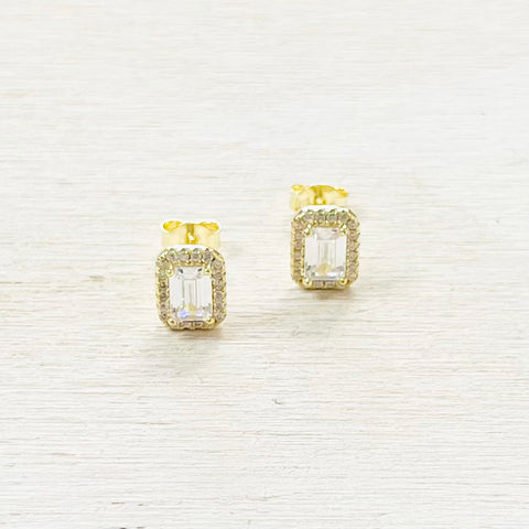 Sterling Silver Gold Plated CZ Studs