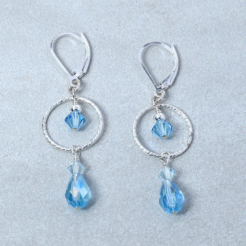 Sterling Silver Blue Crystal Earrings