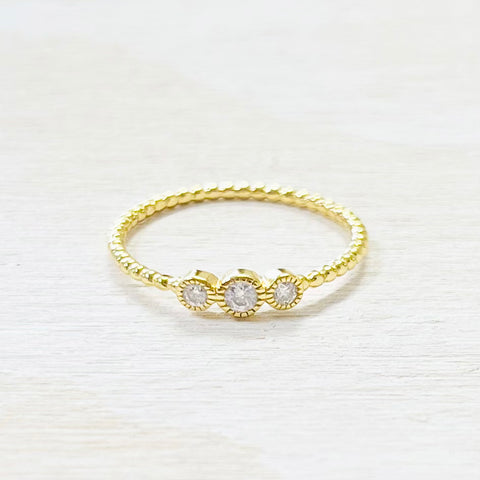 Sterling Silver Gold Plated CZ Ring