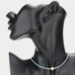 Fashion Blue Beaded Quatrefoil Necklace