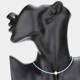 Fashion Blue Beaded Quatrefoil Necklace