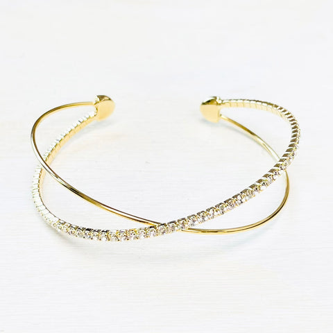 Fashion Gold Tone Criss Cross Cuff