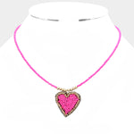 Fashion Pink Beaded Heart Necklace