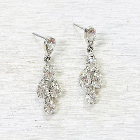 Fashion Silver Tone Rhinestone Earrings