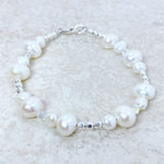Sterling Silver Freshwater Pearl and Crystal Bracelet
