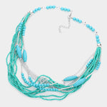 Fashion Turquoise Beaded Multi Layered Necklace Set