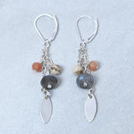 Sterling Silver Labradorite, Sunstone, and Feldspar Earrings