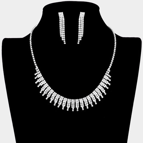 Fashion Silver Tone Rhinestone Necklace Set