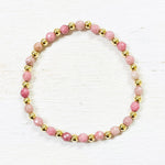 Gold Plated Beaded Stone Stretch Bracelet(Multiple Colors Available)