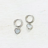 Sterling Silver Heart Dangle Huggie Earrings