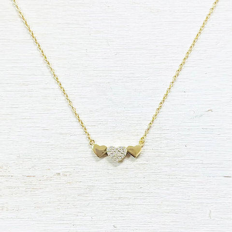 Sterling Silver Gold Plated Hearts Necklace
