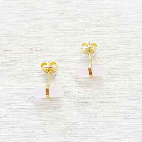 Sterling Silver Gold Plated Pink Stone Earrings