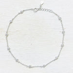 Sterling Silver CZ Station Anklet