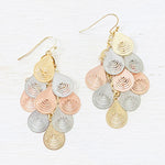 Fashion Tri Tone Layered Dangle Earrings