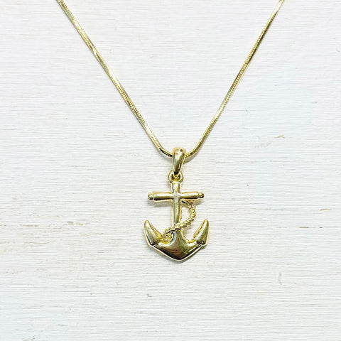 Fashion Gold Tone Anchor Necklace