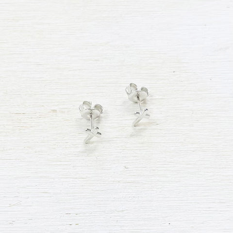 Sterling Silver Small Cross Studs