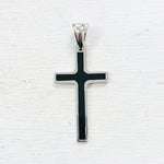 Stainless Steel Black Enamel Cross