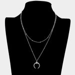 Fashion Silver Tone Double Horn Layered Necklace